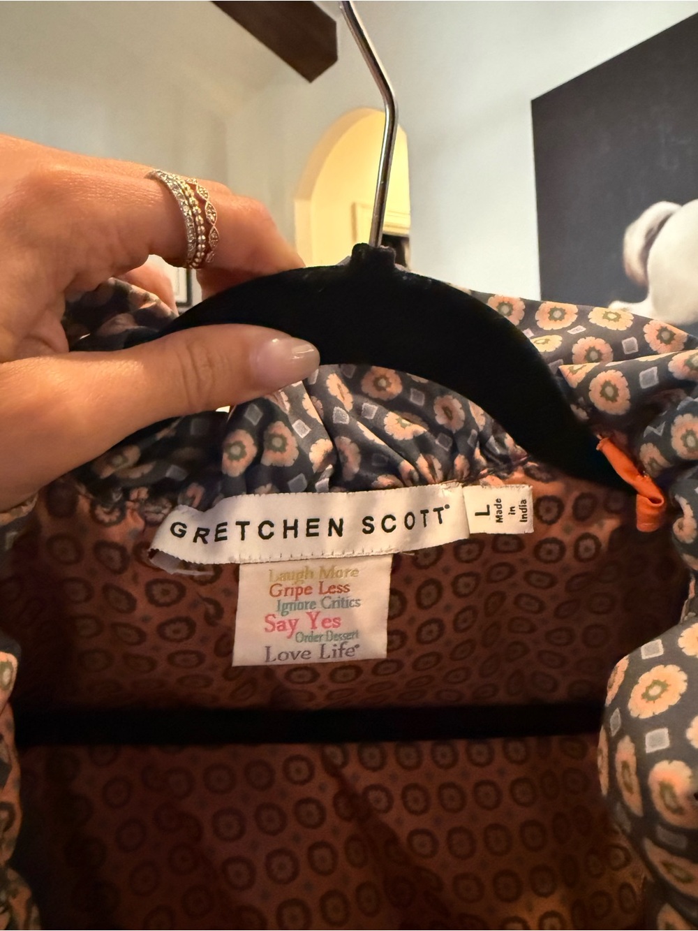 Gretchen Scott Designs Navy and Orange Tiered Maxi Dress with Ruffle V-Neck - Picture 5 of 5